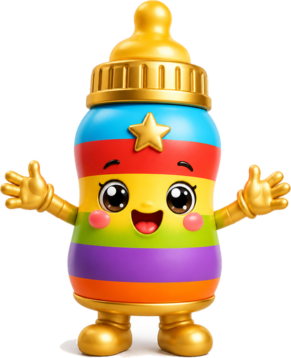 La mascotte biberon de Ma Nounou Aude, bras ouverts